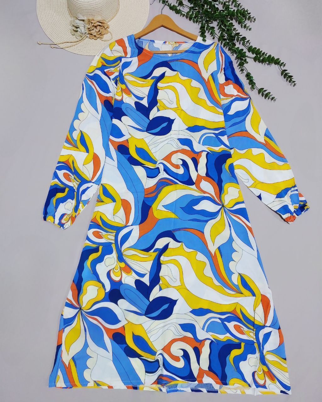 پیداهن نخی زنانه طرح آبرنگی