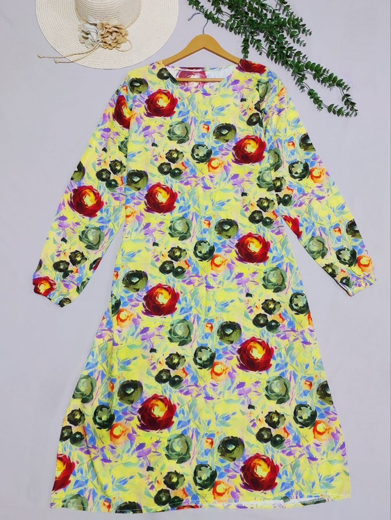 پیراهن نخی طرح گل